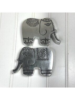 Pier 1 Imports Elephant Decor Stainless Steel Paper Weights E  Indian Design (2)